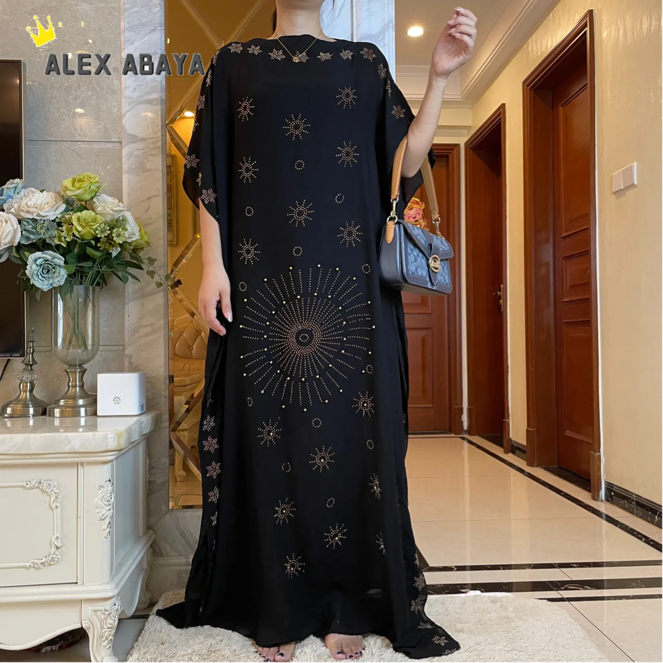Женское длинное Хлопковое платье, абайя, мусульманская, размера плюс, AL047, в африканском стиле, исламский Халат