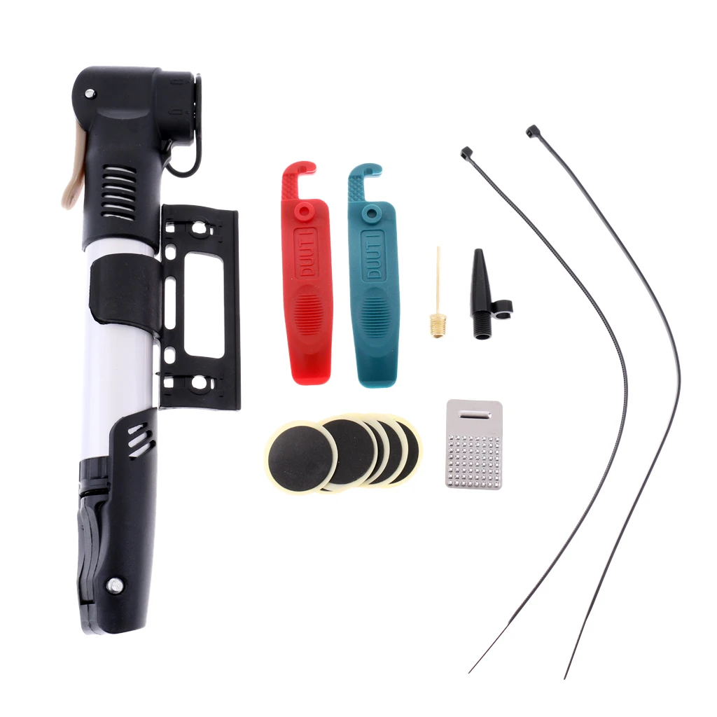 

Bike Bicycle Flat Tire Tyre Repair Tool Kit Rubber Patch Pump Lever Fix Set