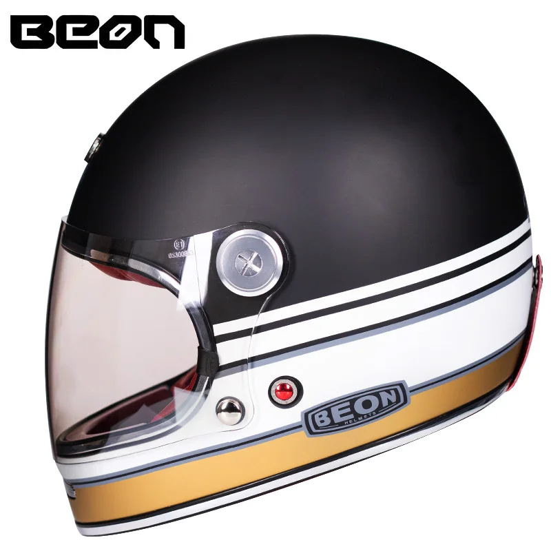 Мотоциклетный шлем BEON B510 винтажный для мотокросса на все лицо ретро Сертификация