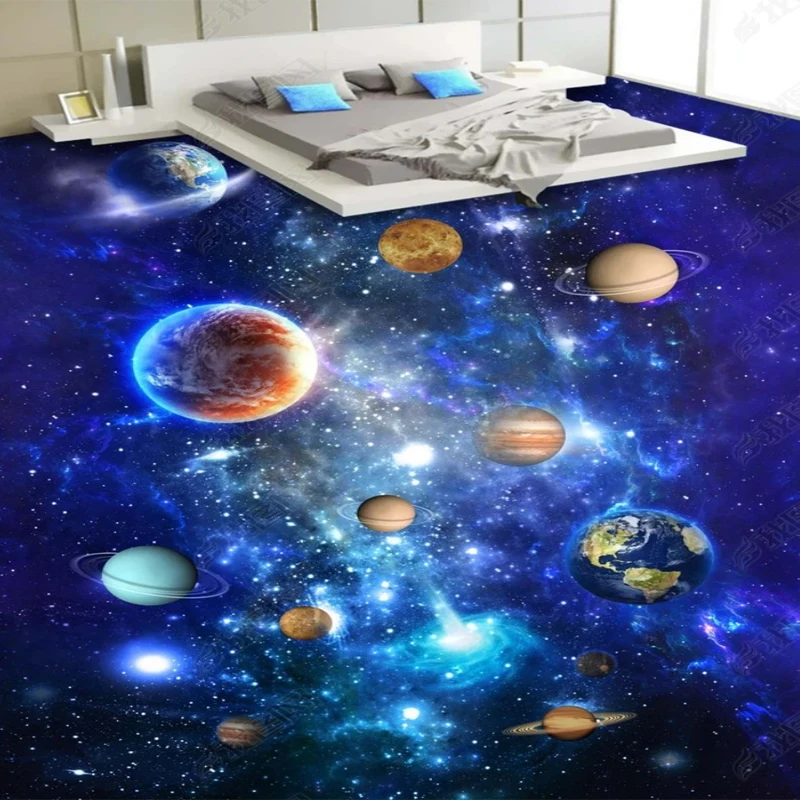 

3d Floor Sticker Space Universe Planet Cosmic Milky Floor Stickers Waterproof Tiles Bathroom