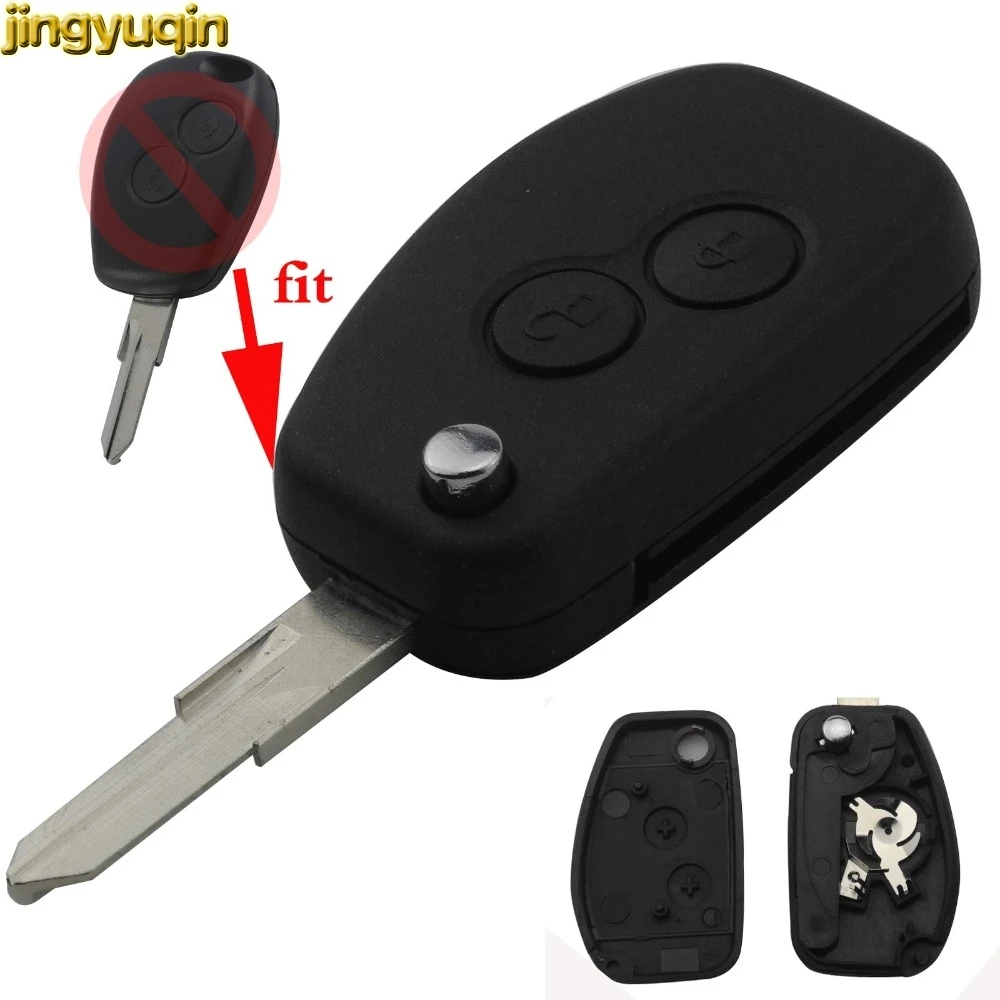 

Jingyuqin Remote Car Key Fob Shell Modified For Renault Megan Modus Clio Kangoo Logan Sandero Duster 2 Buttons Flip Folding Case