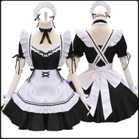 black cute lolita french maid cosplay costume dress kawaii girls woman waitress maid party stage costumes club dress