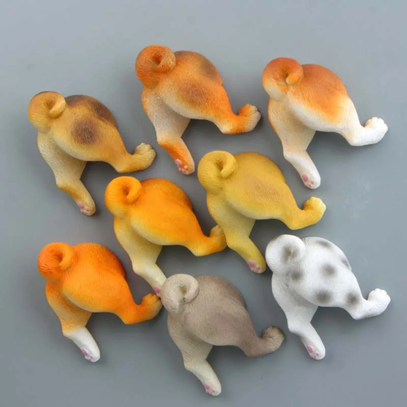 Cute Dogs Puppy Butt Figures Model Toys Creative Animal Fridge Magnets Figurines Refrigerator Pastes Home Decoration Kids Gifts | Игрушки и