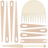 10 pieces wood hand loom stick set wood weaving crochet needleshuttlesweaving stickwood weaving comb for crafts diy