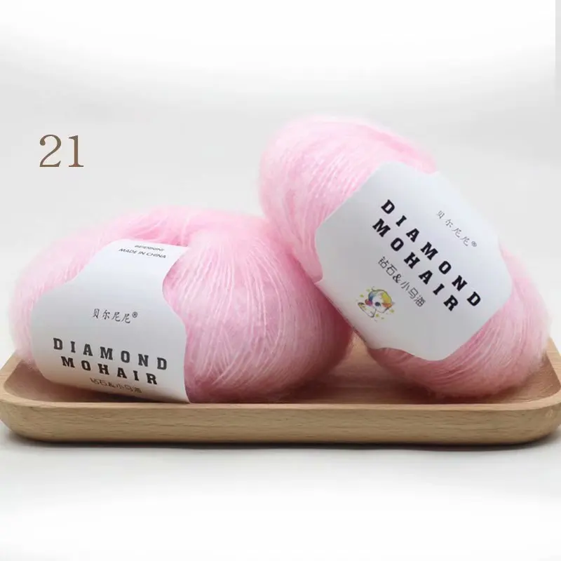 21 xuan fen 25 г/шт., мохеровая пряжа, дешевая пряжа для вязания крючком, Детская шерстяная пряжа для вязания, свитер, носки, 166 М, 0,9 мм - Цвет: 21 xuan fen