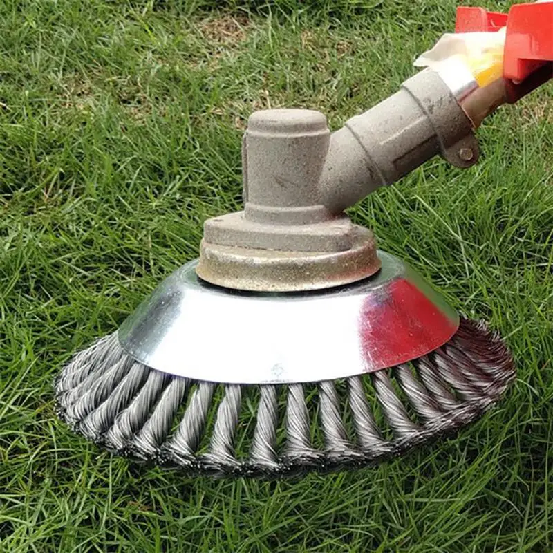 

8 inch Lawn Mower Brush Lawn Mower Wheel Grout Steel Wire Grass Twisted Accessory Cutter Weeding Brush Polishing Bowl Trimmer