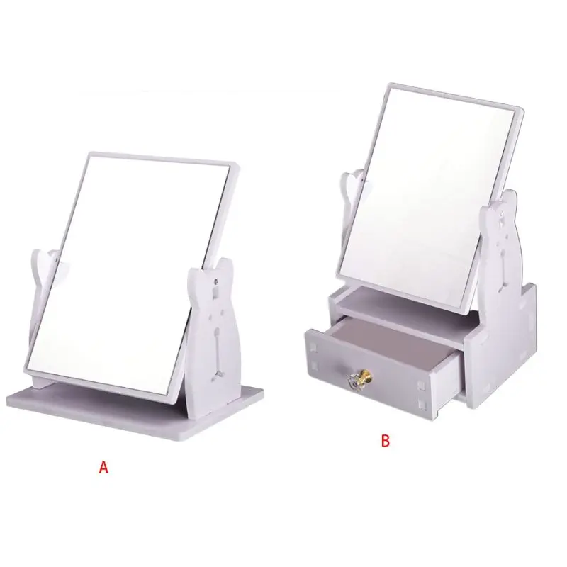 Вращающееся деревянное зеркало для макияжа TY342 в виде кролика с выдвижным ящиком