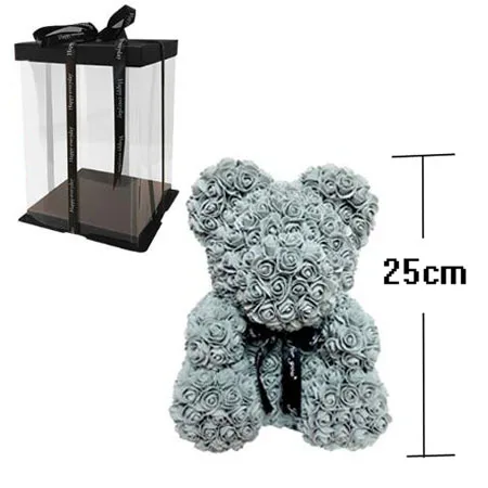 gray-With box 25 см большой красный медвежонок Teddi Искусственный цветок розы свадебное украшение Рождественские подарки для женщин подарок на день Святого Валентина Прямая поставка - Цвет: gray-With box