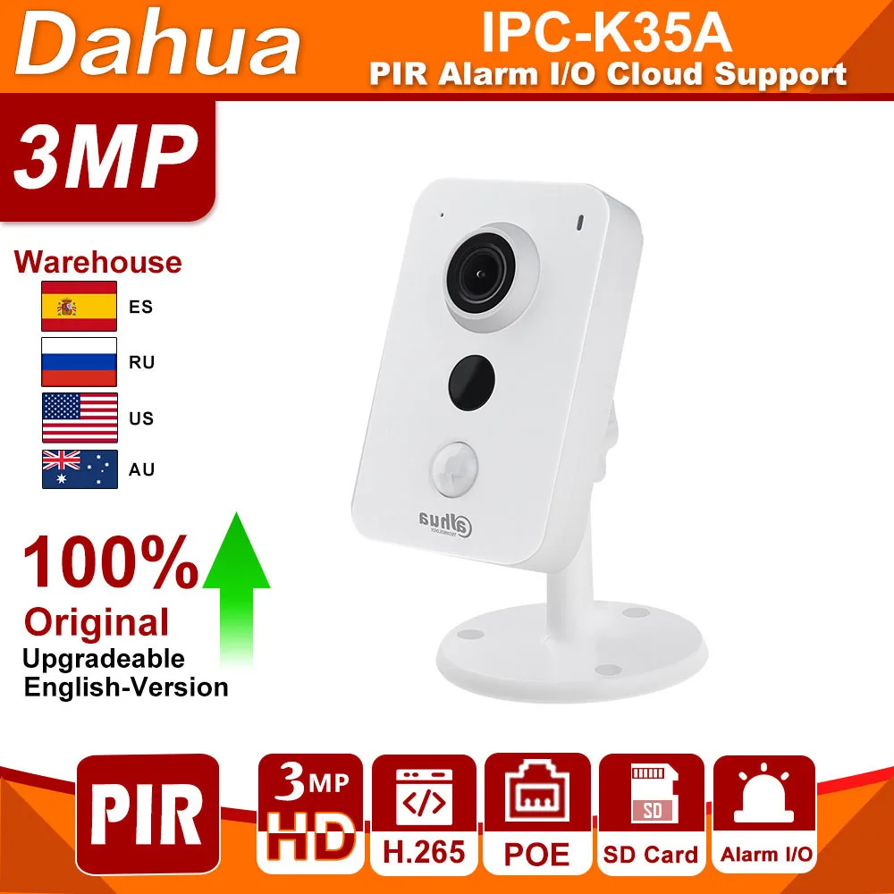 Оригинал Dahua IPC-K35A 3MP HD POE Камера IP тревожный вход/выход O ПИР-умный ИК 2-полосная
