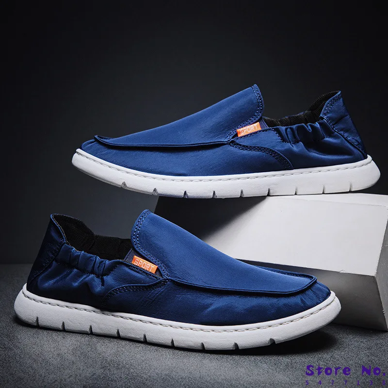 

2020 Ins Fashion Shoes Men Loafers Canvas Shoes Men Casual Shoes Flat Slip on Male Footwear Black Blue KA2143