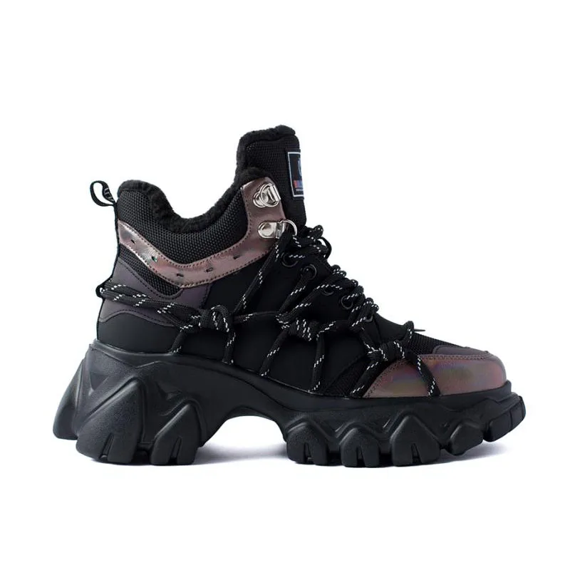 RIZABINA зимние кроссовки женские ботильоны из натуральной кожи на толстой подошве