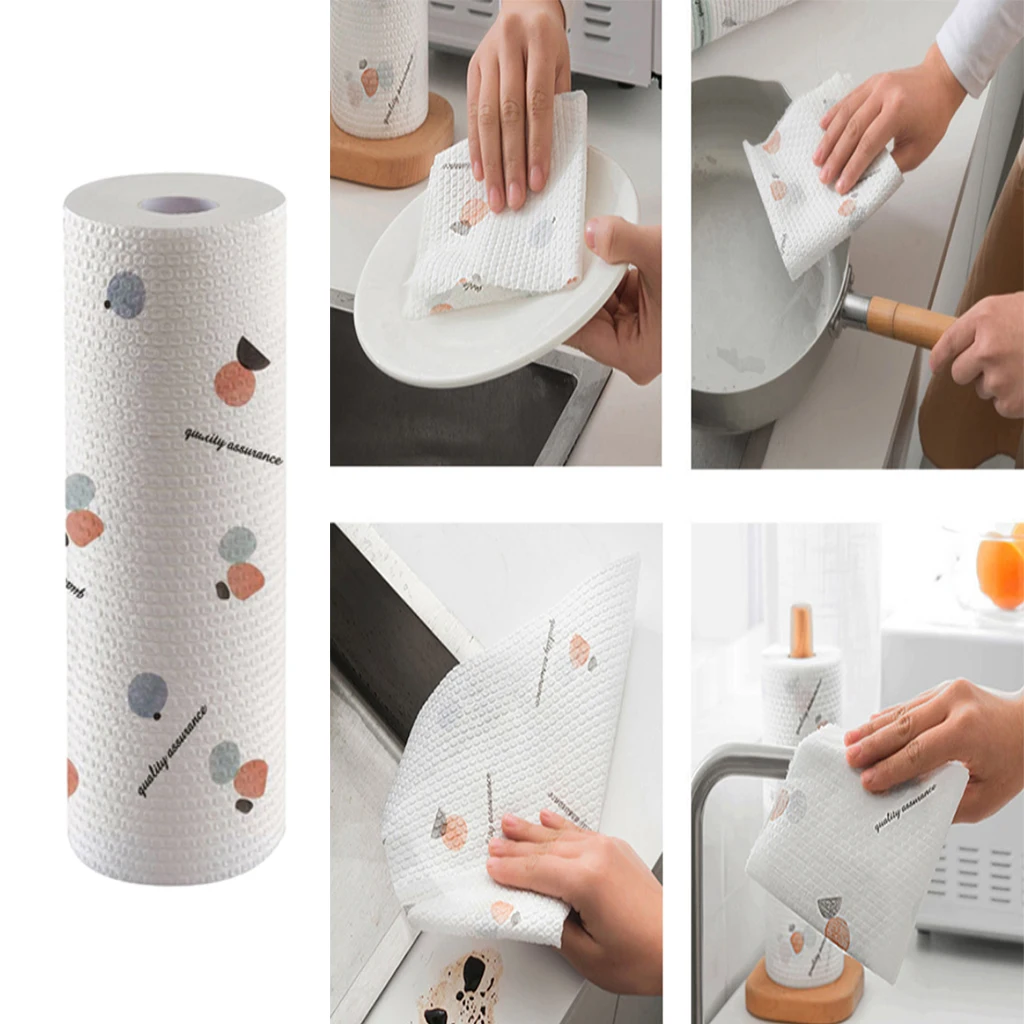 

Kitchen Disposable Cleaning Paper Dry-Wet Dual Use Dishcloth Oil Absorbing Cloth