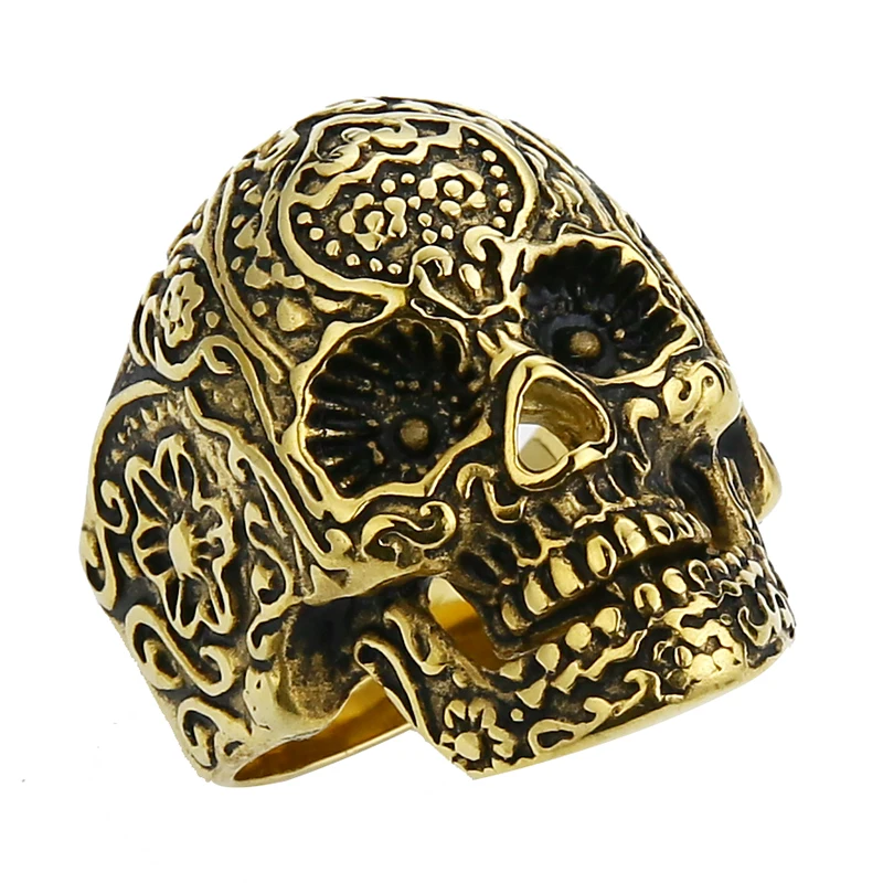 Мужское кольцо в готическом стиле Valily из нержавеющей стали с золотым покрытием и