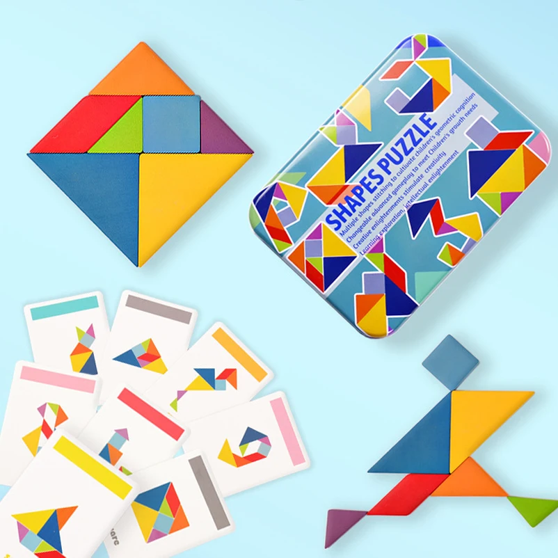 

Geometric Tangram Wooden Jigsaw Puzzle Early Childhood Education Game Toys for Children Montessori Learning Developing Toy