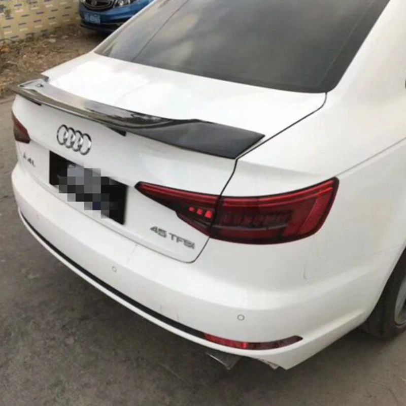 Черный спойлер для заднего багажника из углеродного волокна стиль R Audi A4 B8 B8.5 B9 2009