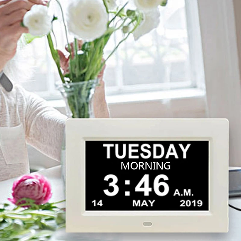 

7 \"Inch Digital Clock Calendar with Date Day Reminder for Elderly and Children