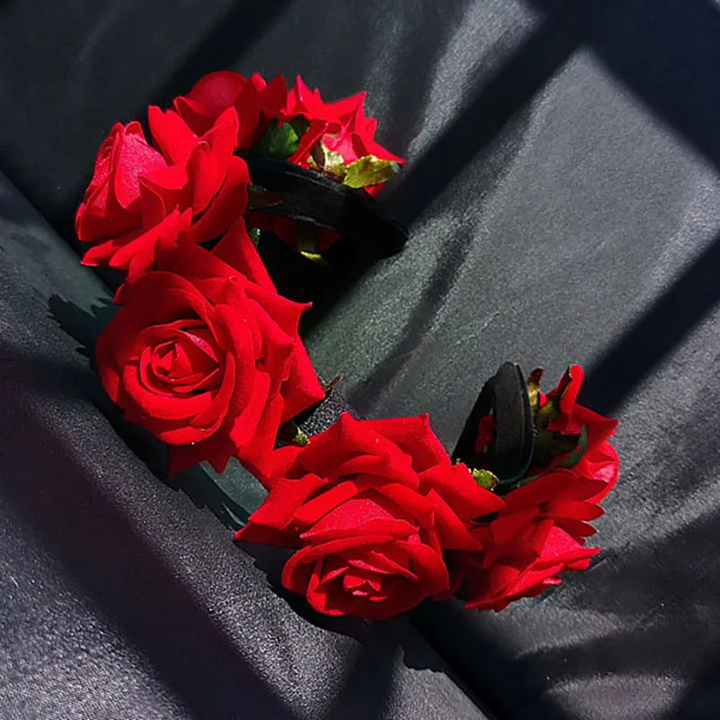 Винтажная красная повязка для волос женские роскошные аксессуары в форме розы