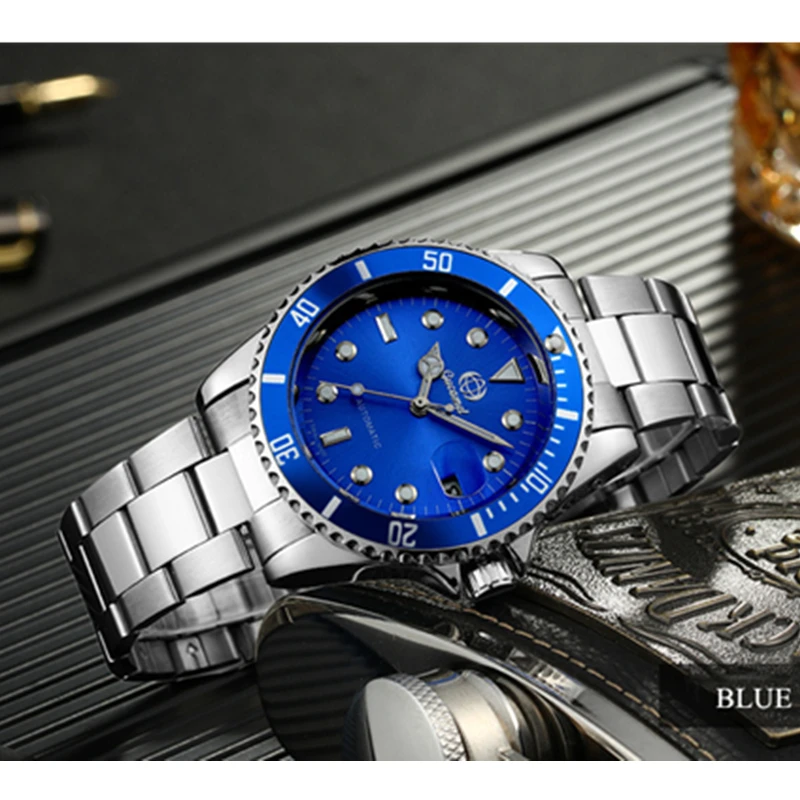 

Automatic Mechanical Watches Men Gucamel Brand Stainless Steel Watch Waterproof Luminous Business Mens Clock Male Gift G066