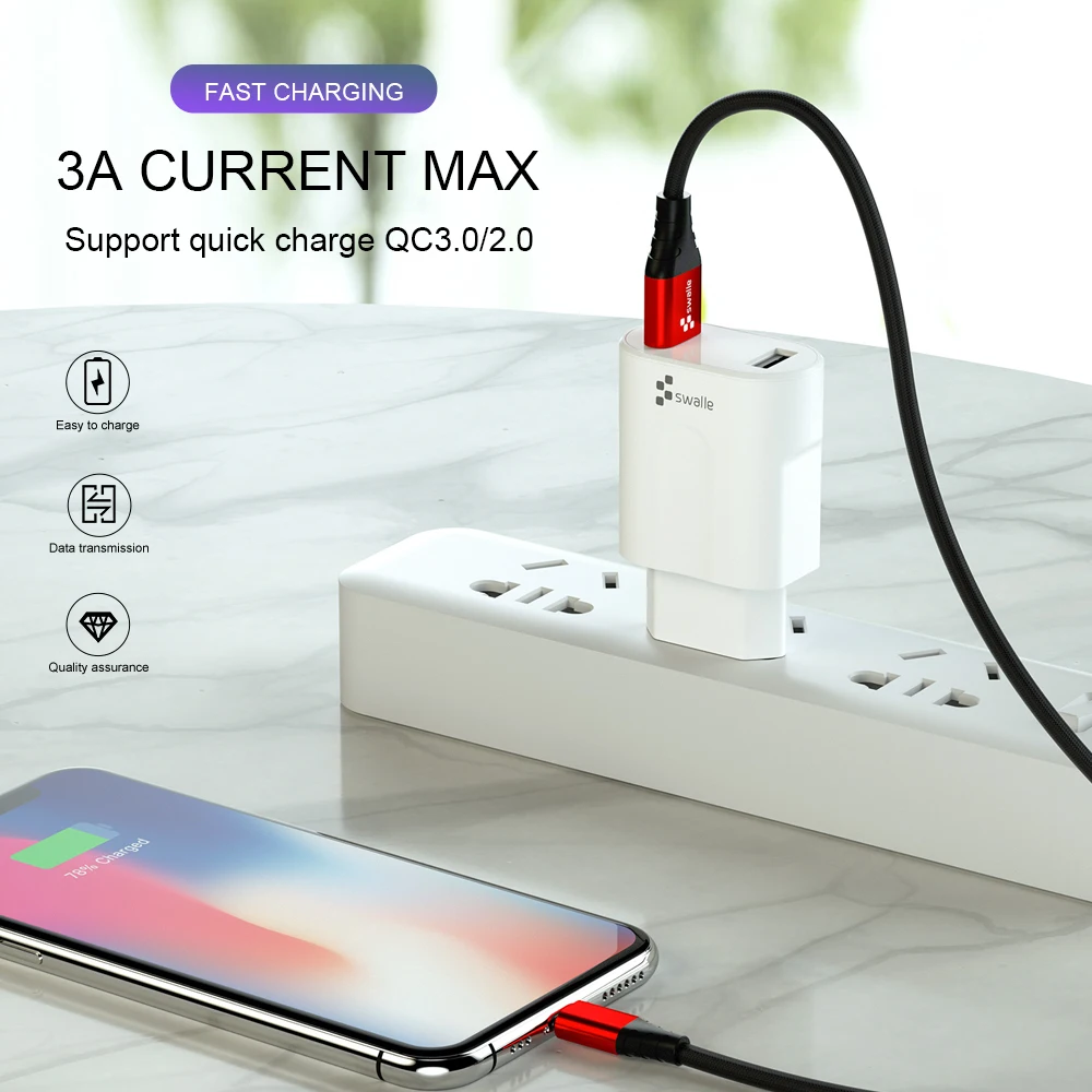 Swalle 3A кабель Micro USB для быстрой зарядки quick charger 3,0/2,0 usb c кабель мобильного телефона USB кабель для передачи данных QC3.0 переходной USB кабель