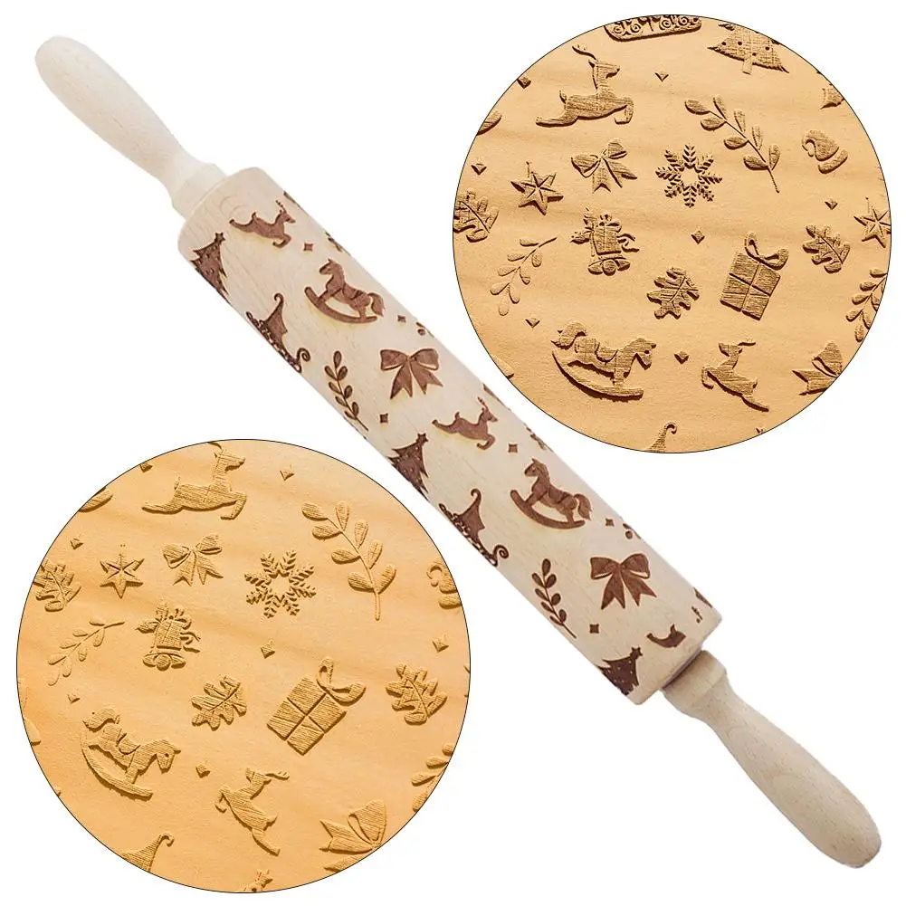 Рождественские сани Выгравированная скалка для выпечки тиснение печенье ролик