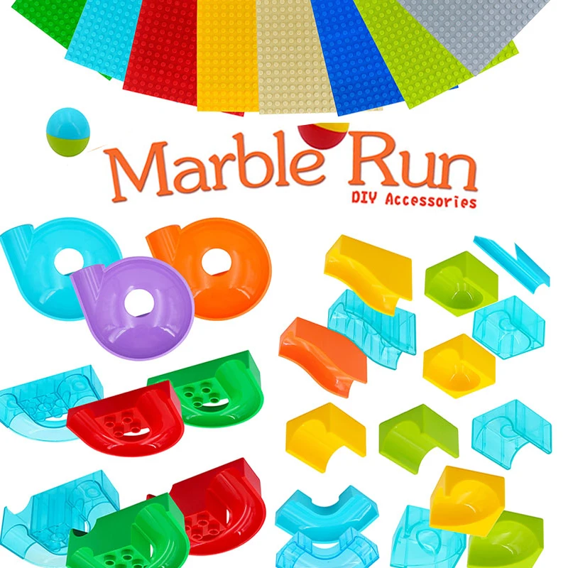 

Diy Big Size Building Blocks Marble Race Run Maze Ball Track Baseboard Accessories Compatible BranToys Gifts For Children