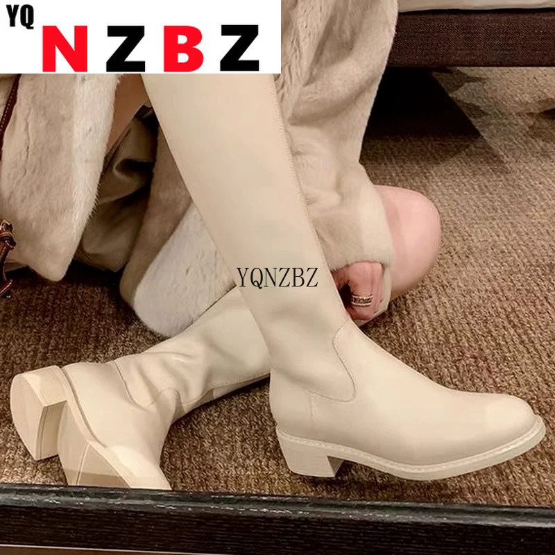 

2022 Winter New Fashion Thick Heel Round Head Back Zipper Mid Heel Women's Casual Boots Platfrom High Heel Women's Chelsea Boots