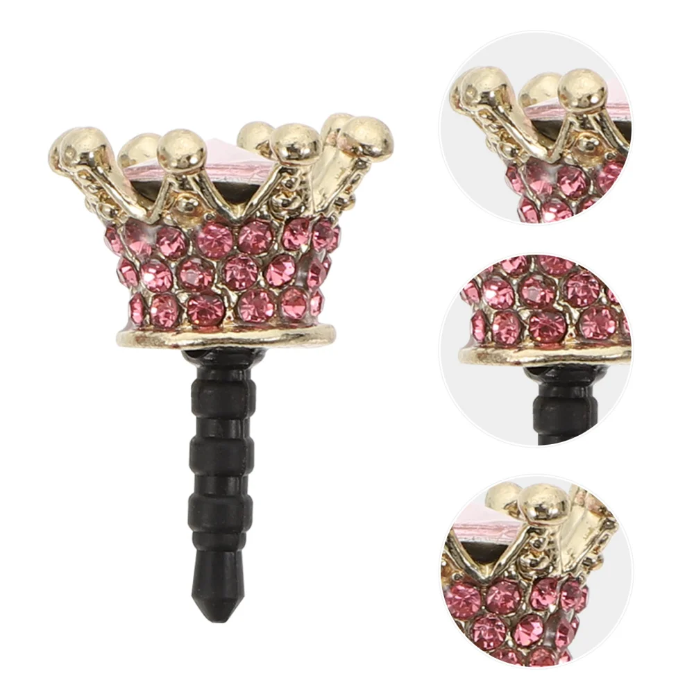 

2pcs Crown Cell Phone Decorations Pretty Anti-Dust Plugs 3.5 mm Headphone Plugs