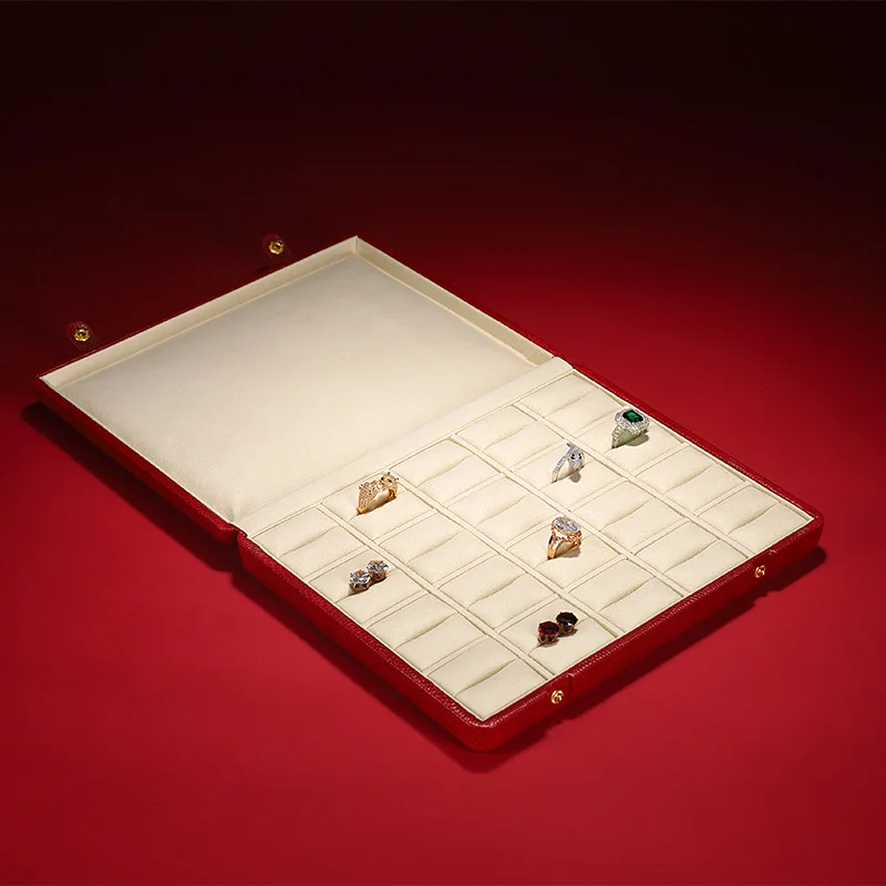 Jewelry storage leather box pendant ring clamshell double-breasted box jewelry display box can be customized