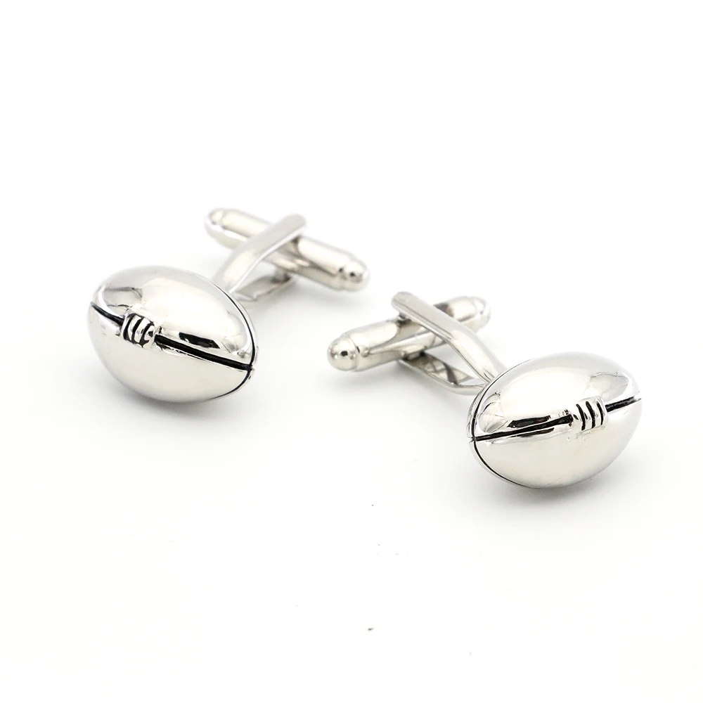 

Sport Rugby Design Football Cufflinks For Men Quality Copper Material Silver Color Cuff Links Wholesale&retail