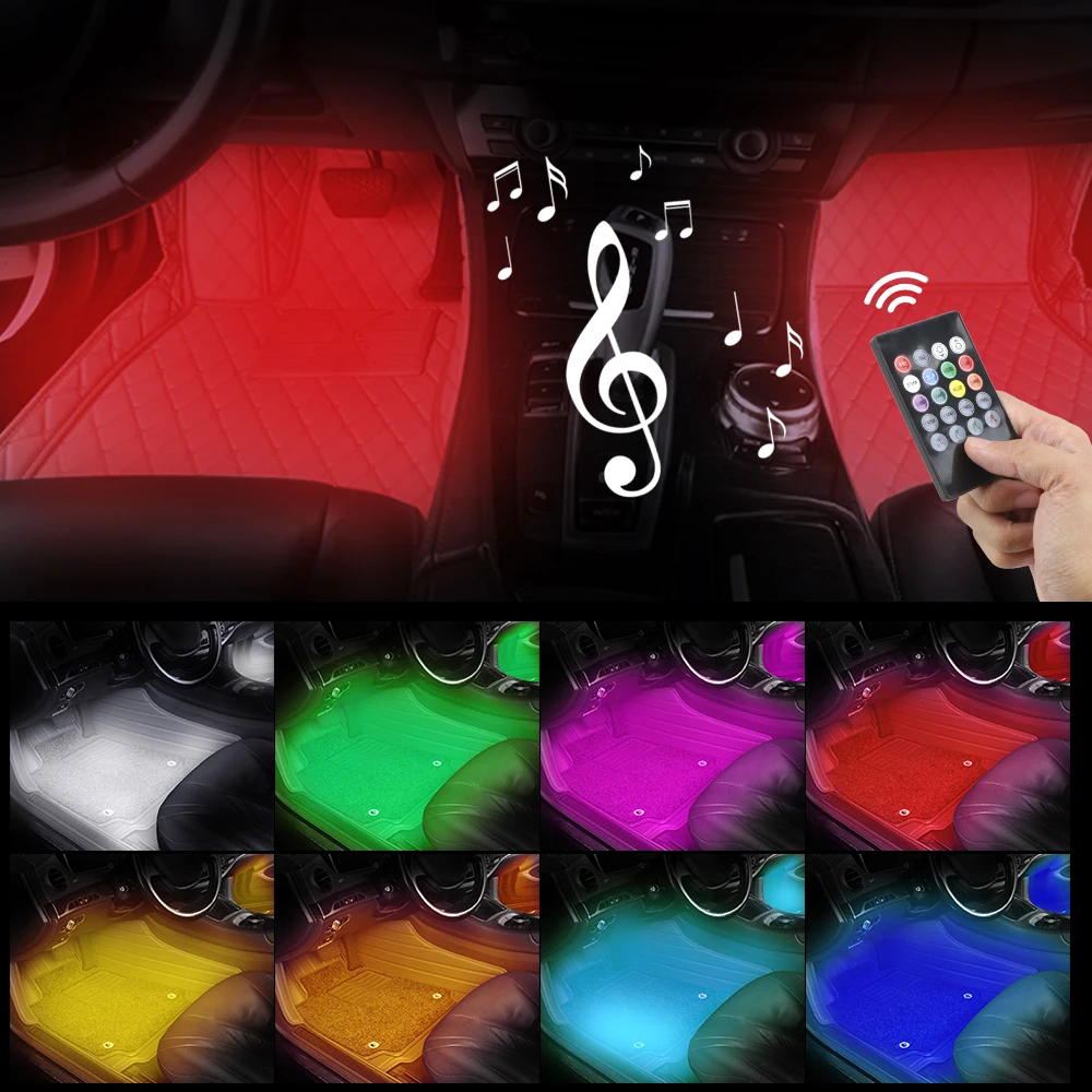

Remote/Voice Control Automotive Interior Decorative Lights Atmosphere Lamp 24/36/48 LED Ambient Lamp LED Car Foot Light