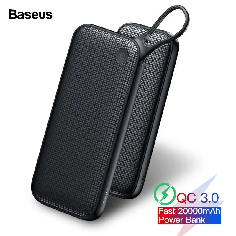 Baseus 20000 мАч Quick Charge 3,0 Мощность банка для Xiaomi Mi 20000 мА/ч, USB C PD быстрая Портативный внешний Батарея Зарядное устройство Мощность банка