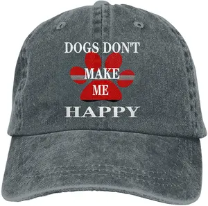 Dogs Don't Make Me Happy Sports Denim Cap Adjustable Unisex Plain Baseball Cowboy Snapback Hat