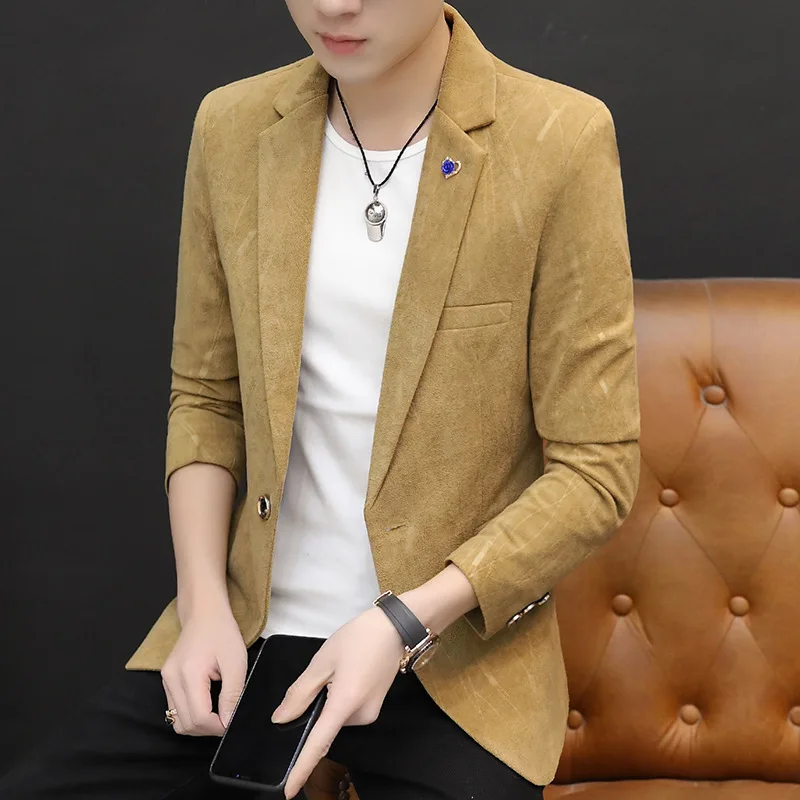 

2021 Men's New Autumn Jacquard Suit Youth Slim-Fit Trendy Casual Single Button men blazer