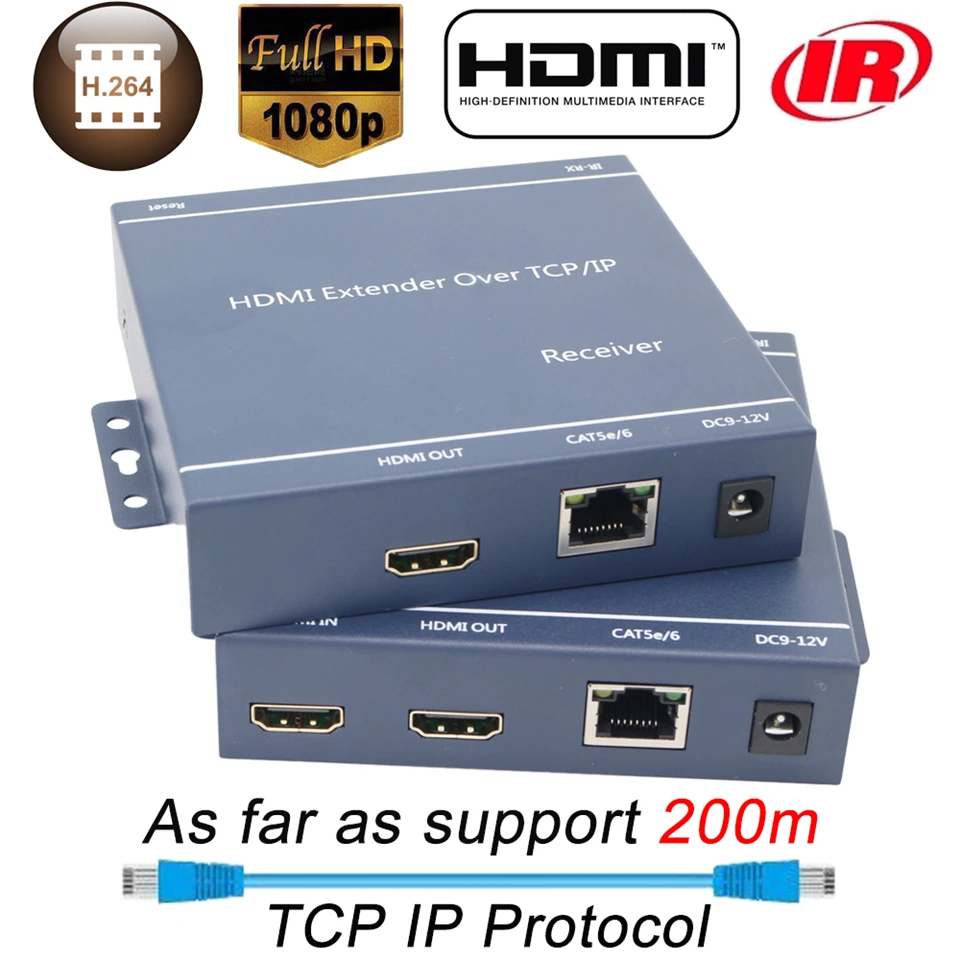 660ft лучше чем HDBitT H.264 HDMI удлинитель по TCP IP ИК от Ethernet RJ45 CAT5/5e/6 кабель как