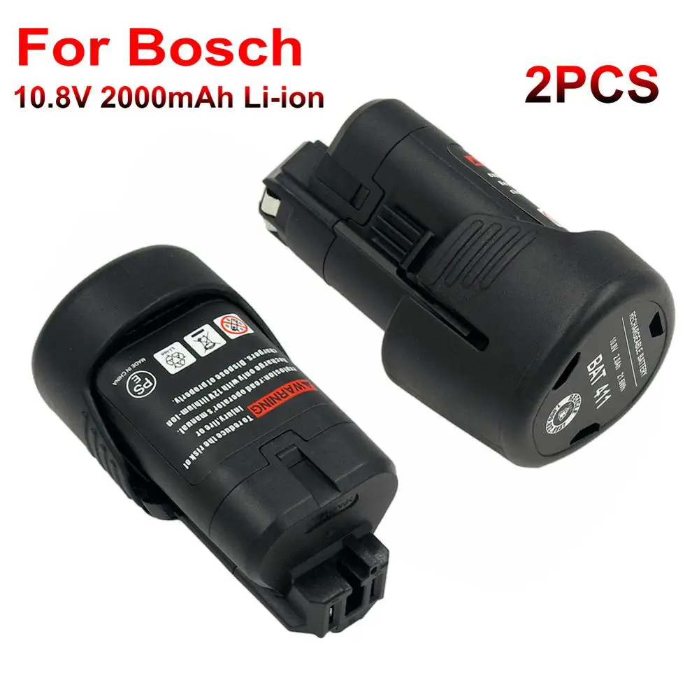 

2PCS Power Tool Rechargeable Batteries 10.8V 12V 2000mAh Li-ion Battery for Bosch BAT411 BAT412 BAT412A BAT413 BAT413A GSR 10.8