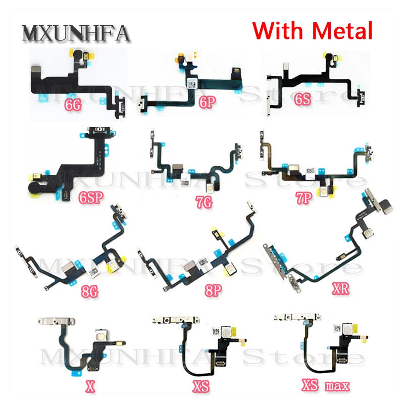 10 шт. гибкий кабель с кнопкой включения и выключения питания для iPhone X XS Max XR 5 Se 5S 5c 6