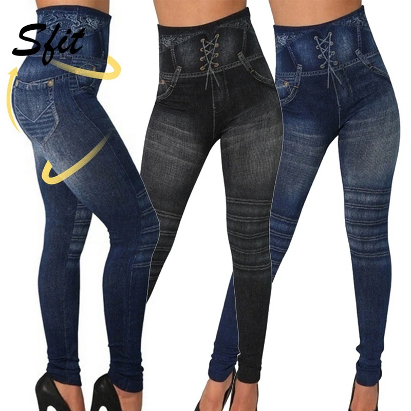 Женские Эластичные облегающие леггинсы Sfit повседневные с высокой талией и