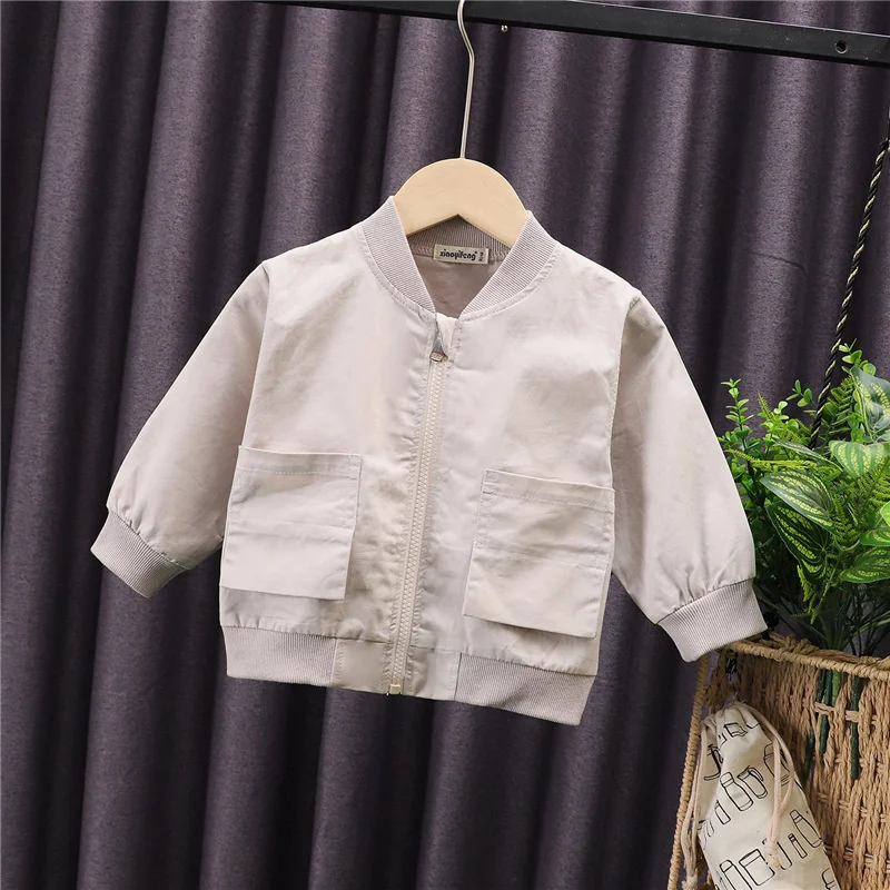 

Демисезонные куртки для детей, тонкий Тренч на молнии для мальчиков, однотонная ветровка, верхняя одежда для девочек, бейсбольная форма, пал...