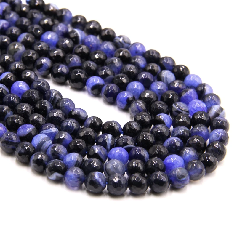 Круглые бусины из синего халцедона агата для изготовления ювелирных изделий