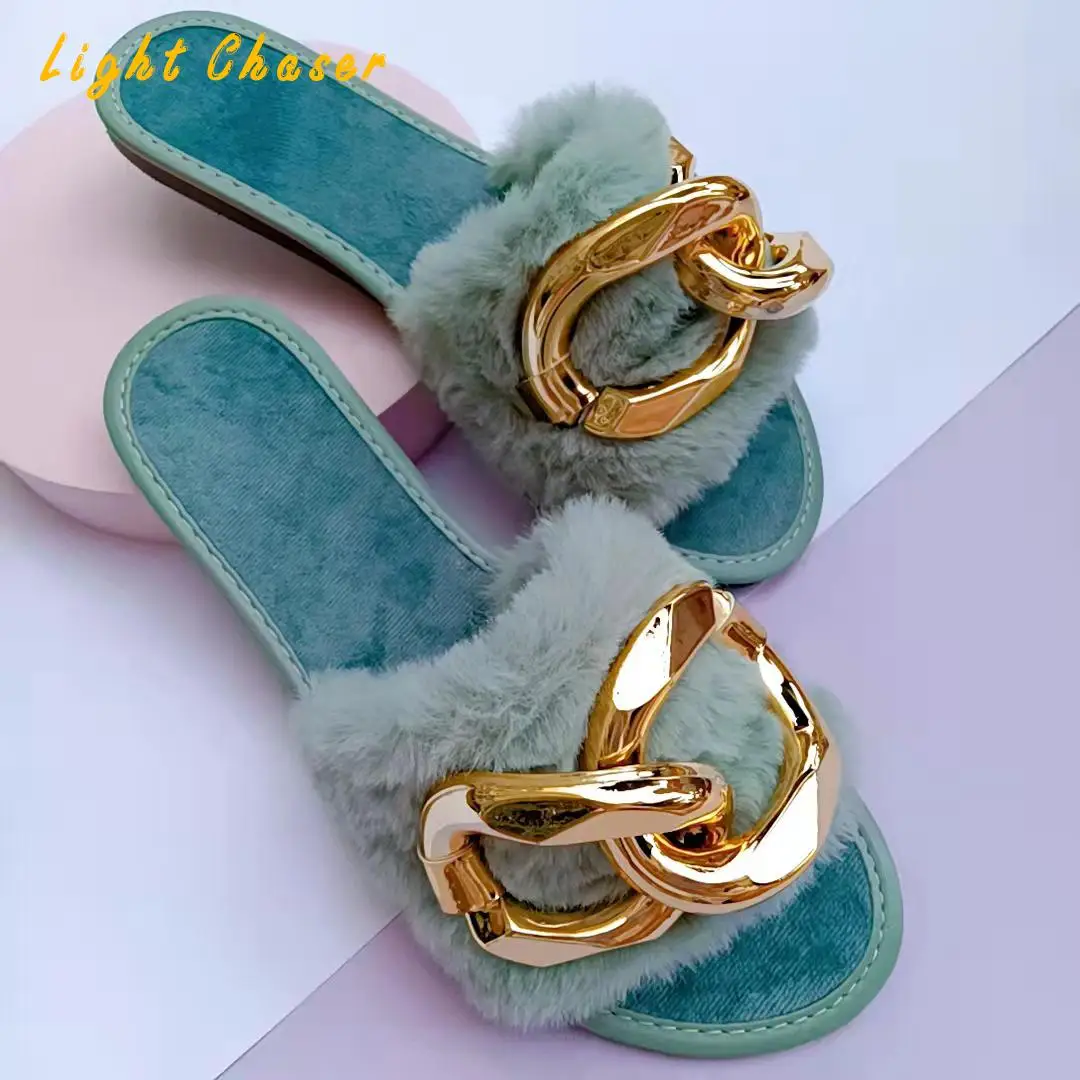 Winter Women's Slippers Thick-bottomed Fur Furry Slippers For Home Soft Platform Shoes 2021 Indoor House Warm Cotton Slippers