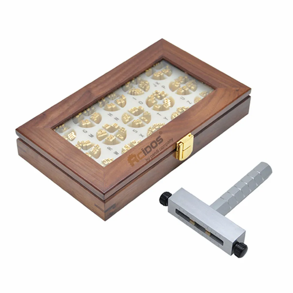 RCIDOS-letras estampadas de aluminio para grabado CNC, set de 195 unids/set, con caja y mango, apto para m&aacute;quina Movego-0