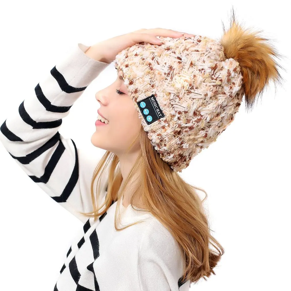 

Men Woman Wireless Bluetooth Cap Autumn Winter Safe Knitted Hat With Stereo Headphone and Mic Couple Hat for Outdoor Sports