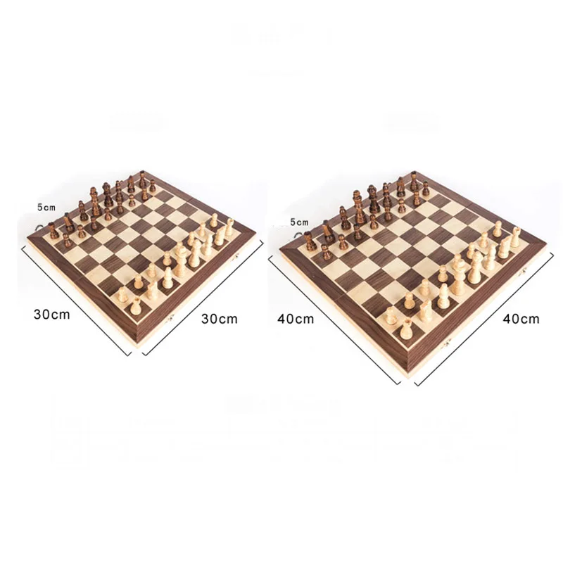 

40cm Wooden Plaid International Chess Piece with Magnetic Family Games for Children Chess Board Set World Chess Games