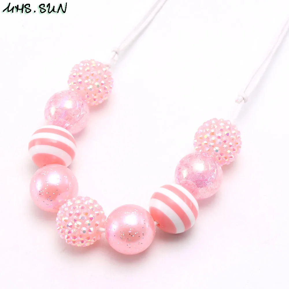 Розовое Ожерелье MHS.SUN с бусинами для девочек милое регулируемое веревочное