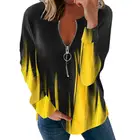 Женский пуловер с градиентным принтом, повседневный свитшот на молнии с длинным рукавом, одежда для улицы, осень 2021