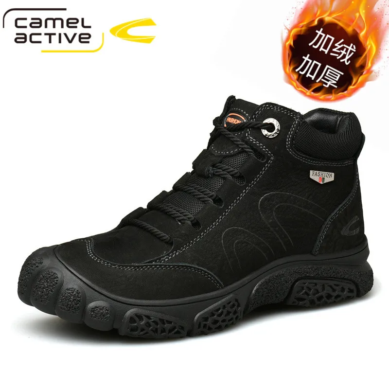 

Мужские зимние водонепроницаемые ботинки Camel Active, коричневые ботильоны из натуральной кожи, теплая Уличная обувь, размер 46, для зимы,