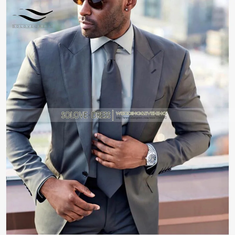 Solovedress (Blazer+Pants)2 Pieces Peaked Lapel Solid Mens Blazer Jacket Suit with Pants Single Breasted Formal Tuxedos Evening | Свадьбы и