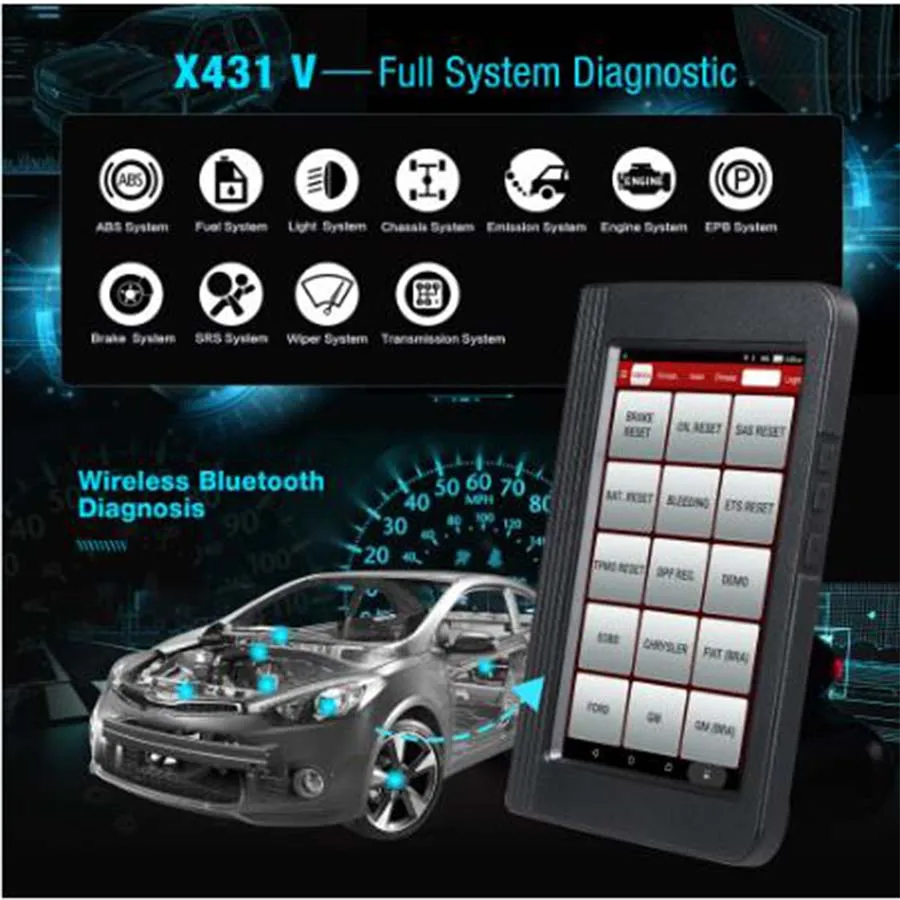 LAUNCH X431 V 8 дюймов Bluetooth Wi-Fi полная система автомобиля диагностический инструмент поддержка ECU кодирование X-431 V+ мини автоматический сканер OBD2 сканер