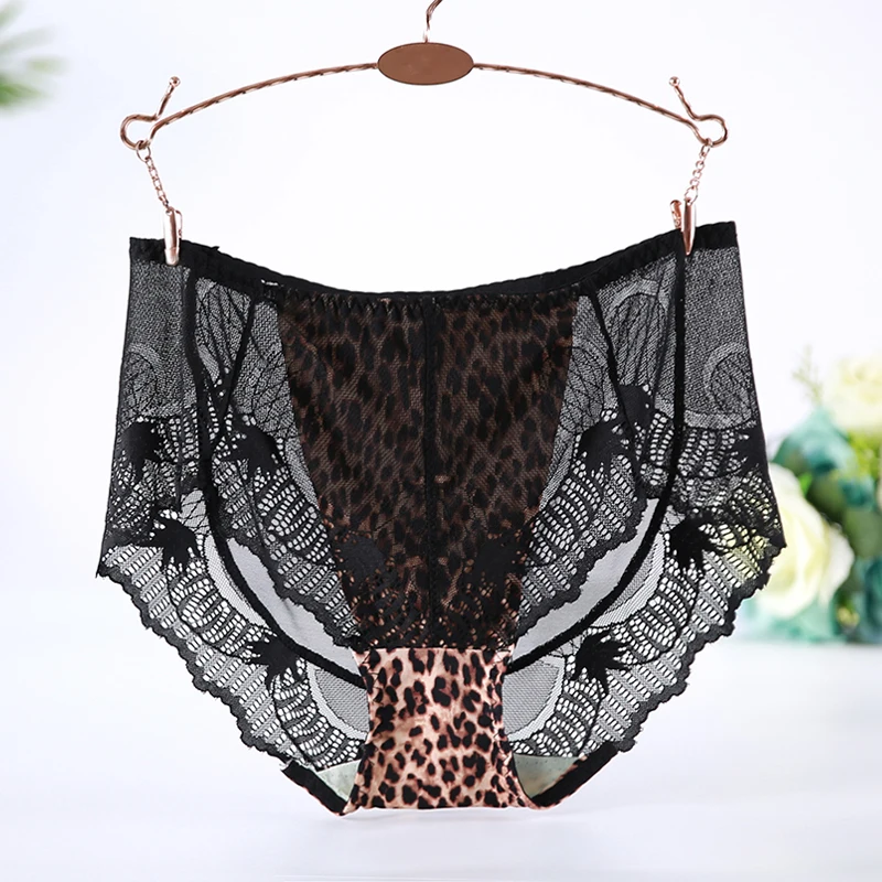 Julexy XXL-6XL, леопардовые женские трусики с высокой талией, плюс размер, сексуальное кружевное нижнее белье, сетчатые трусы, Прозрачное нижнее белье, трусики