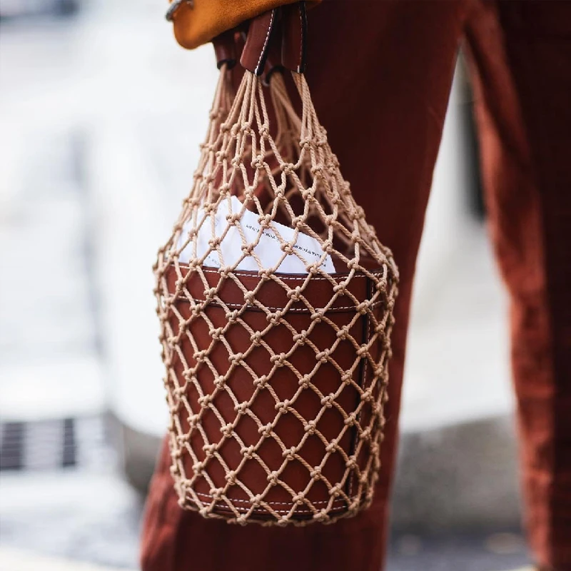 Солнечная пляжная Женская Сетчатая Сумка роскошная дизайнерская сумка ведро